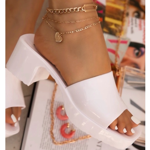 White Jelly Block Heels - Picture 2 of 13
